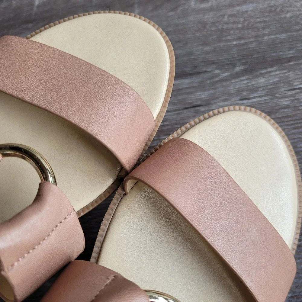 SOLE SOCIETY 7.5M Neutral Leather Sallan O-Ring Sandal Women
